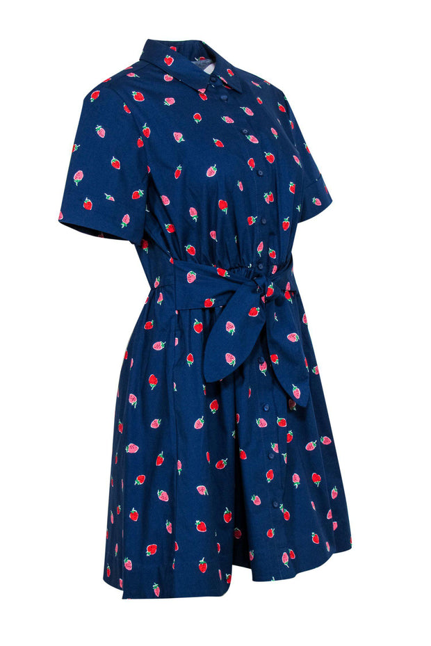 Current Boutique-Kate Spade - Navy Strawberry Print Short Sleeve Fit & Flare Dress Sz M