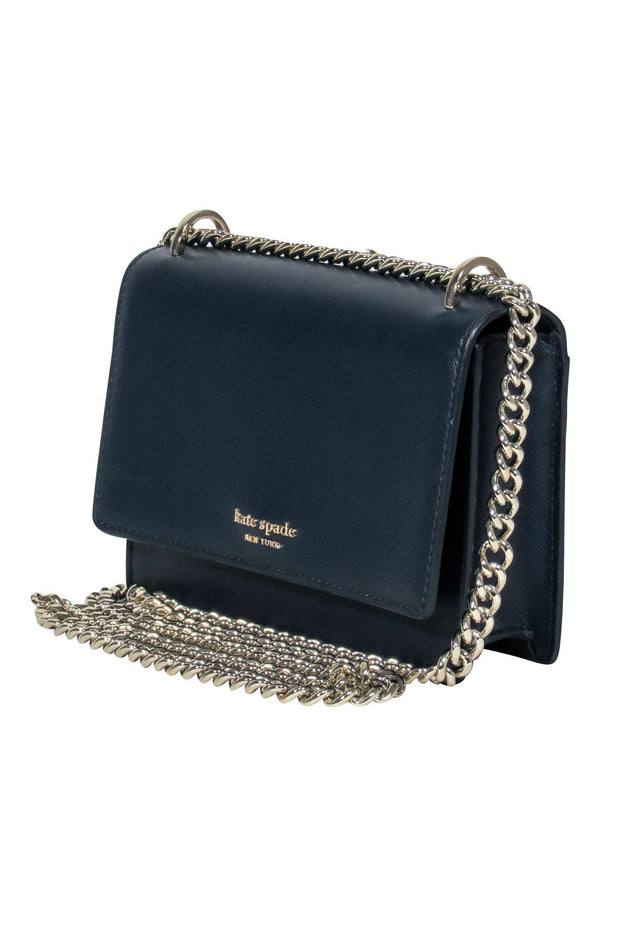 Current Boutique-Kate Spade - Navy Textured Leather Adjustable Chain Strap Mini Bag