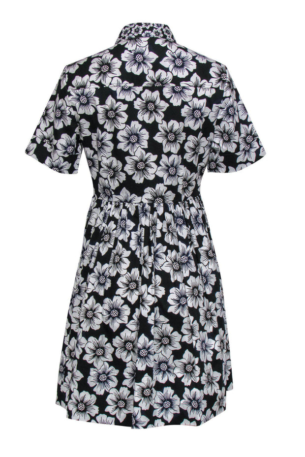 Current Boutique-Kate Spade - Navy & White Floral Print Cotton Shirt Dress Sz 6