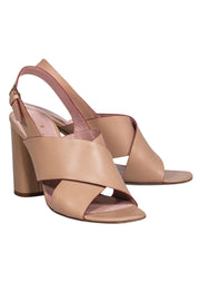 Current Boutique-Kate Spade - Nude Leather Slingback Block Heeled Sandals Sz 10