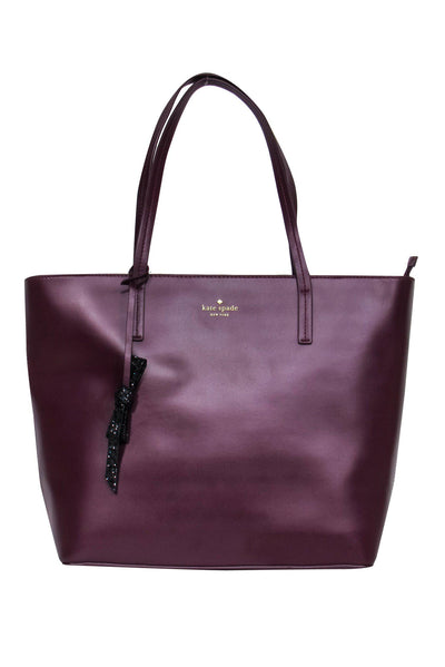 Current Boutique-Kate Spade - Oxblood Smooth Large Leather Zippered Tote