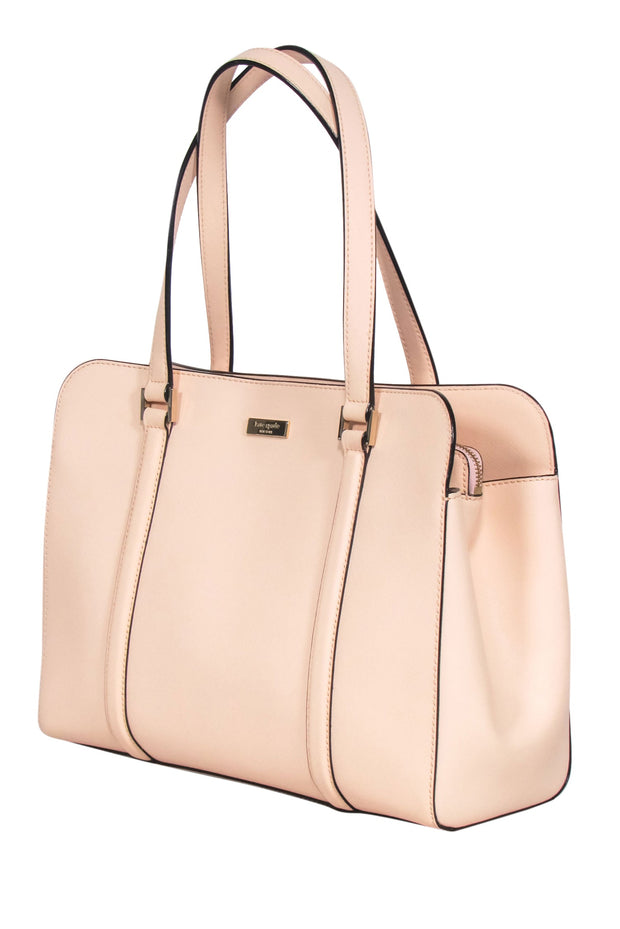 Current Boutique-Kate Spade - Peach Pink Textured Leather "Miles" Carryall Satchel