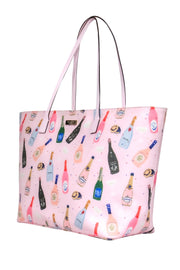 Current Boutique-Kate Spade - Pink Champagne Bottles Print Tote Bag