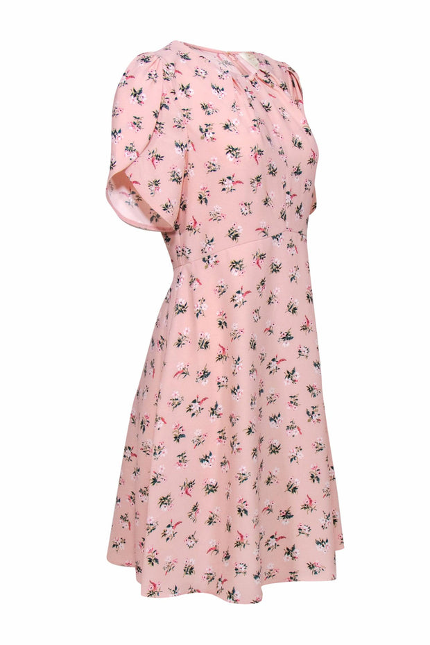 Current Boutique-Kate Spade - Pink Floral Print Short Sleeve Fit & Flare Mini Dress Sz 6