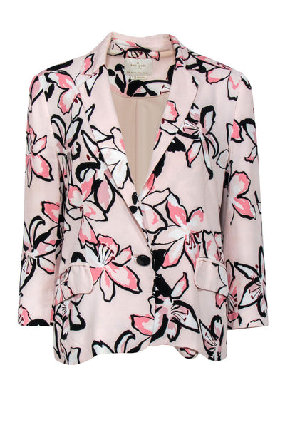 Current Boutique-Kate Spade - Pink Floral Print Single Button Blazer Sz 8