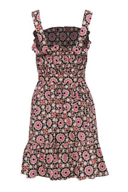 Current Boutique-Kate Spade - Pink Geometric Print Sleeveless Ruffle Fit & Flare Dress w/ Belt Sz 12