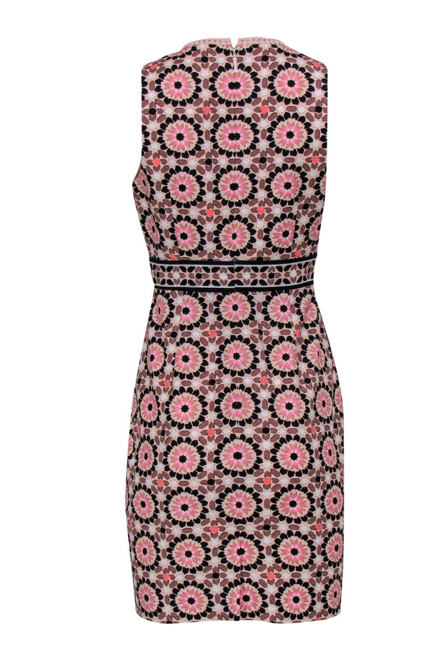 Current Boutique-Kate Spade - Pink Geometric Print Sleeveless Sheath Dress w/ Embroidered Trim Sz 4