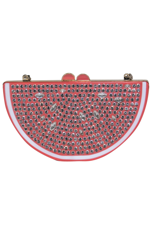 Current Boutique-Kate Spade - Pink Hard Shell Grapefruit Shoulder Purse w/ Rhinestones