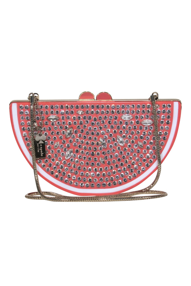 Current Boutique-Kate Spade - Pink Hard Shell Grapefruit Shoulder Purse w/ Rhinestones