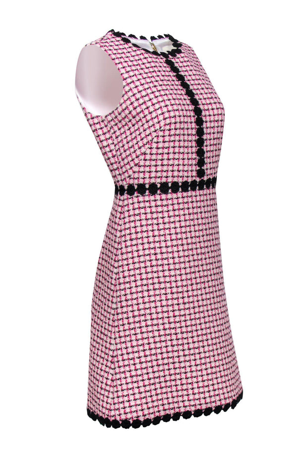 Current Boutique-Kate Spade - Pink Marbled Tweed Sheath Dress w/ Floral Trim Sz 4