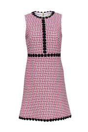 Current Boutique-Kate Spade - Pink Marbled Tweed Sheath Dress w/ Floral Trim Sz 4