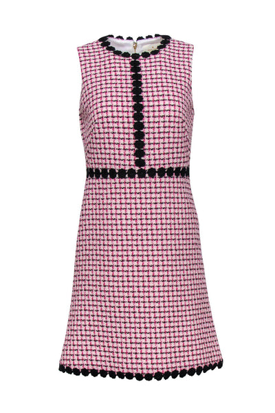 Current Boutique-Kate Spade - Pink Marbled Tweed Sheath Dress w/ Floral Trim Sz 4