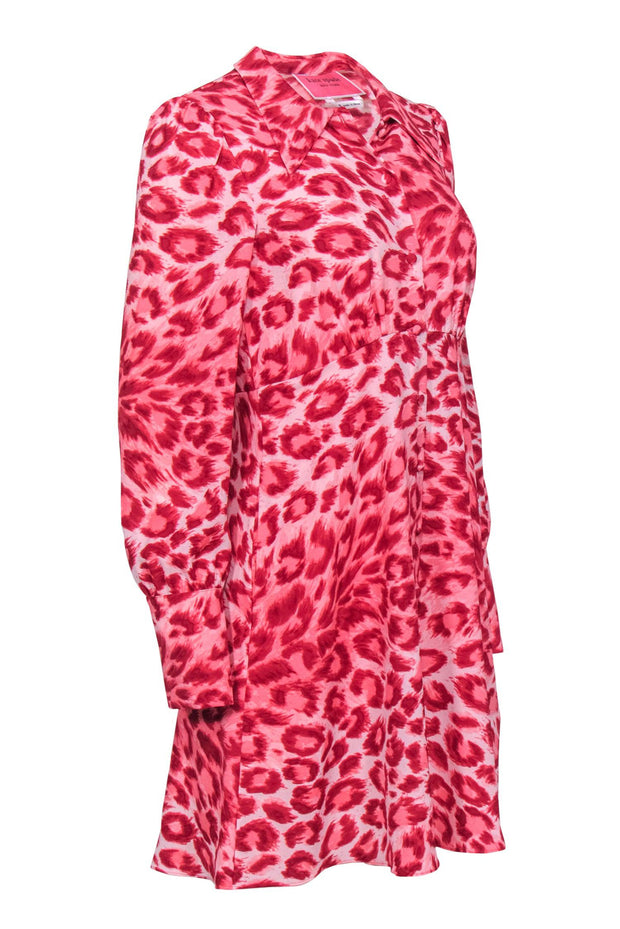 Current Boutique-Kate Spade - Pink & Red Fit & Flare Dress Cheetah Print w/ Buttons Sz 6