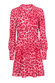 Current Boutique-Kate Spade - Pink & Red Fit & Flare Dress Cheetah Print w/ Buttons Sz 6