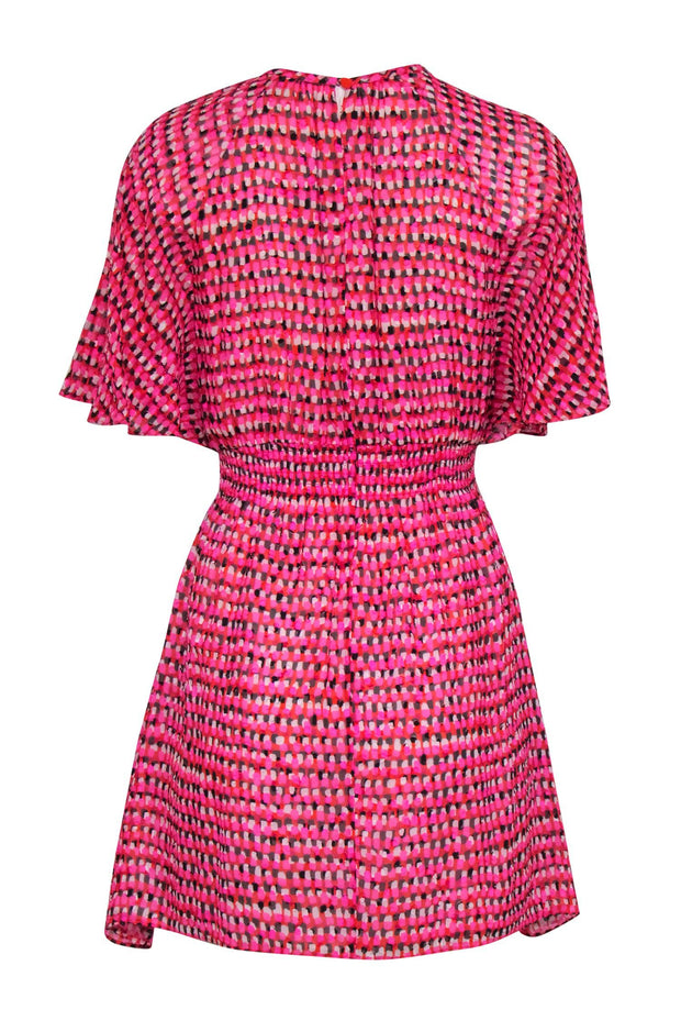 Current Boutique-Kate Spade - Pink & Red Printed Silk Blend Flutter Sleeve Dress Sz XS