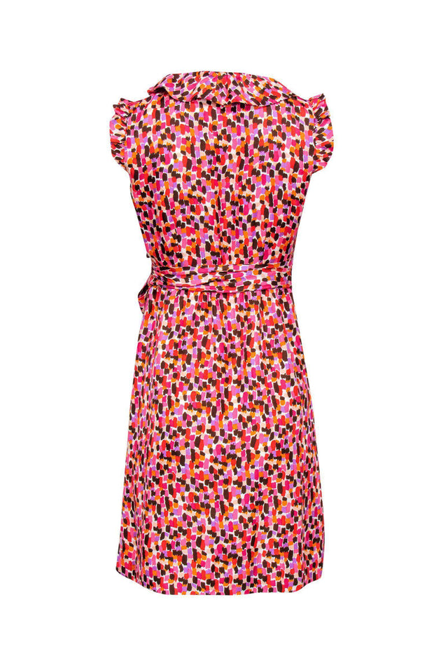 Current Boutique-Kate Spade - Purple, Pink & Orange Printed Wrap Dress w/ Ruffles Sz 4