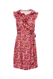 Current Boutique-Kate Spade - Purple, Pink & Orange Printed Wrap Dress w/ Ruffles Sz 4