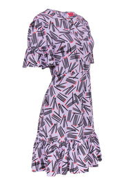 Current Boutique-Kate Spade - Purple Ruffle Sleeve Matchstick Print Dress Sz 6