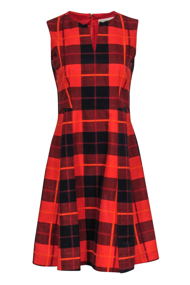 Current Boutique-Kate Spade - Red & Black Plaid Sleeveless Fit & Flare Dress Sz 2