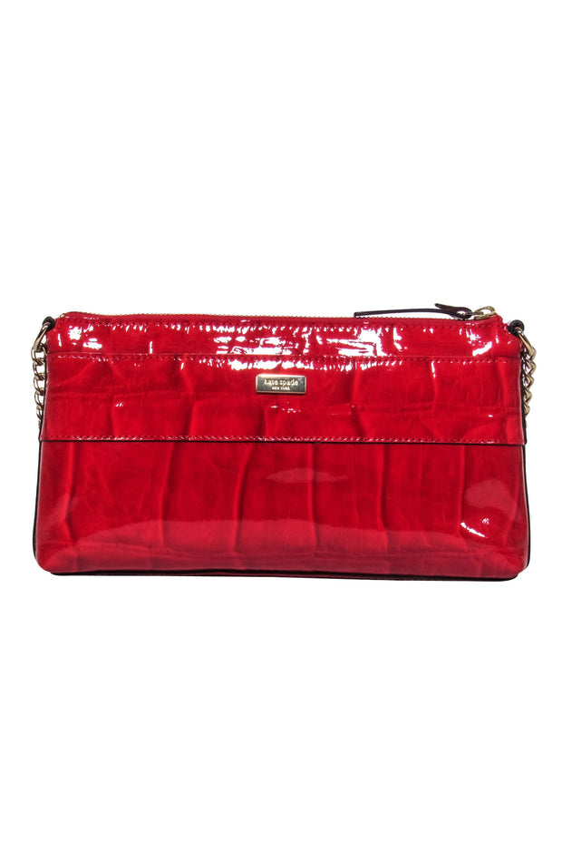 Current Boutique-Kate Spade - Red Patent Leather Reptile Textured Shoulder Bag