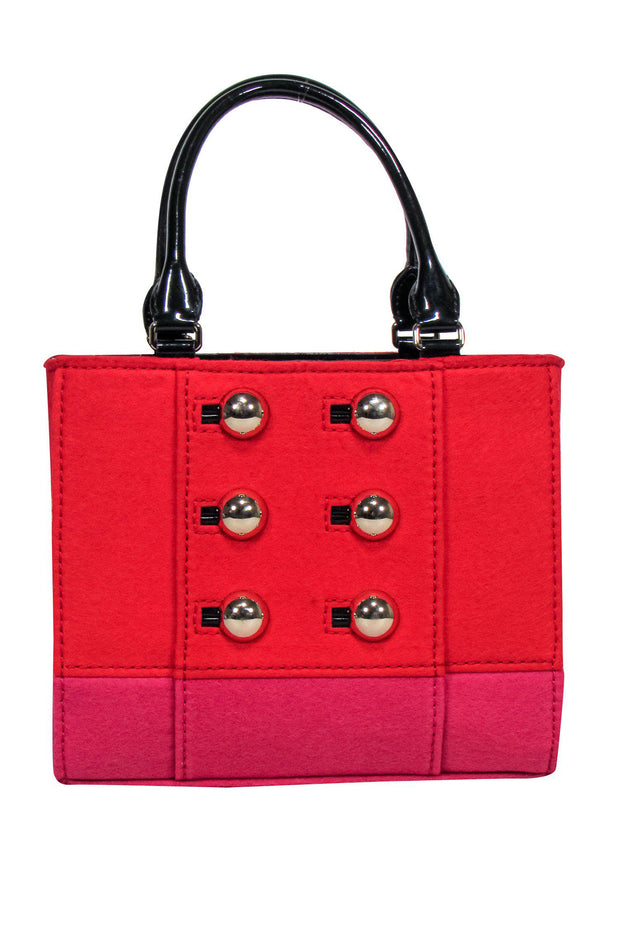 Current Boutique-Kate Spade - Red & Pink Wool Satchel w/ Buttons