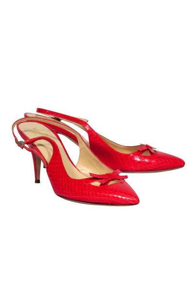 Current Boutique-Kate Spade - Red Reptile Textured Slingback Heels Sz 6.5