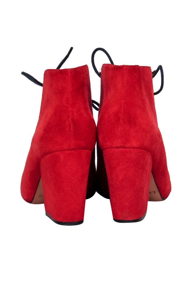 Current Boutique-Kate Spade - Red Suede Lace-Up “Roger” Ankle Booties Sz 7.5