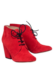 Current Boutique-Kate Spade - Red Suede Lace-Up “Roger” Ankle Booties Sz 7.5