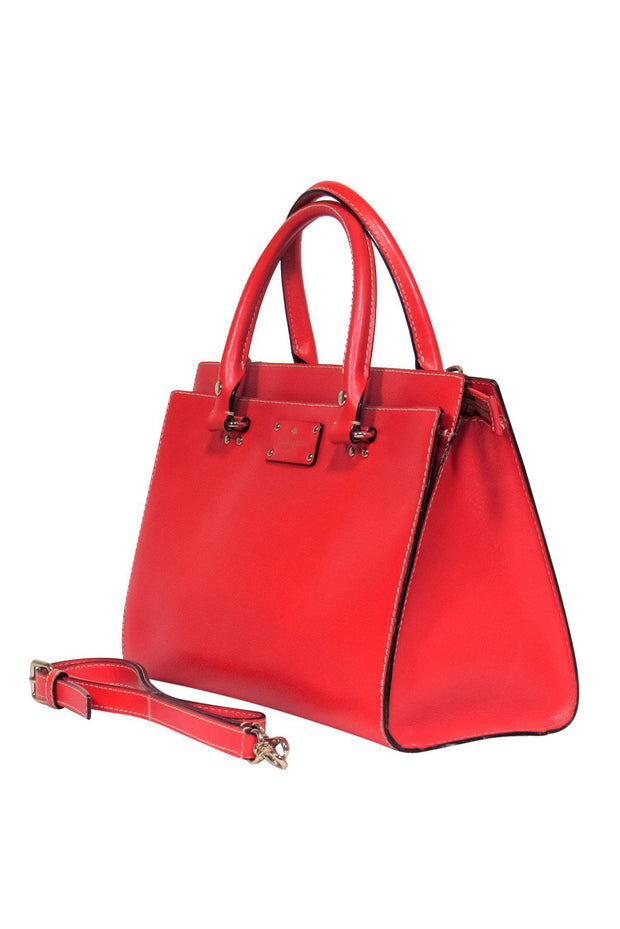 Current Boutique-Kate Spade - Red Textured Leather Convertible Structured Satchel