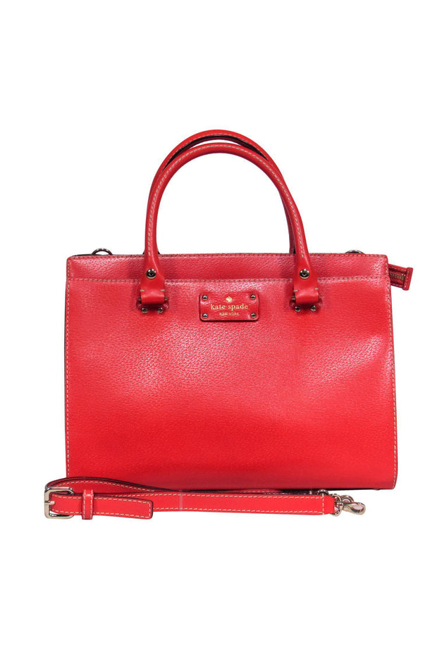 Current Boutique-Kate Spade - Red Textured Leather Convertible Structured Satchel