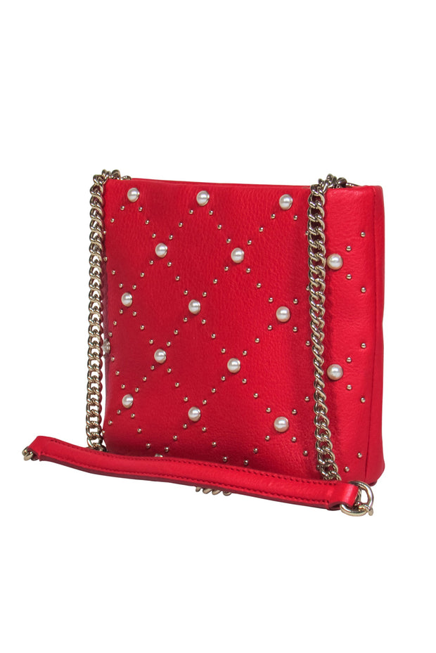 Current Boutique-Kate Spade - Red leather Pearl Accent Crossbody