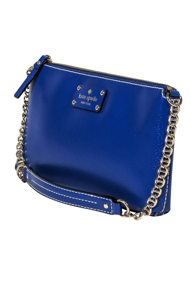 Current Boutique-Kate Spade - Royal Blue Smooth Leather Baguette Bag w/ Chain Strap