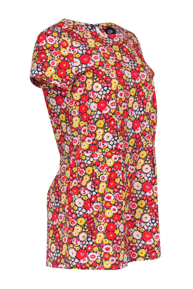 Current Boutique-Kate Spade Saturday - Red & Yellow Floral Print Cotton Romper Sz S