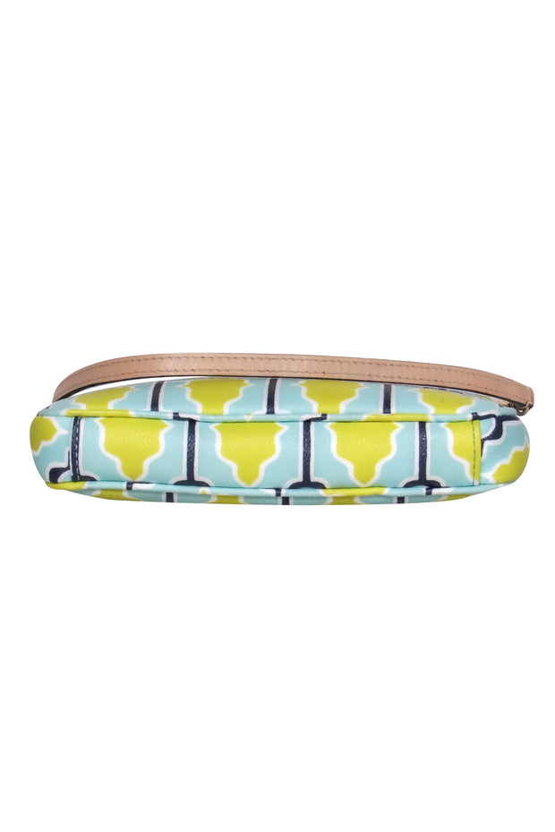 Current Boutique-Kate Spade - Teal, Chartreuse & Navy Print Convertible Wristlet