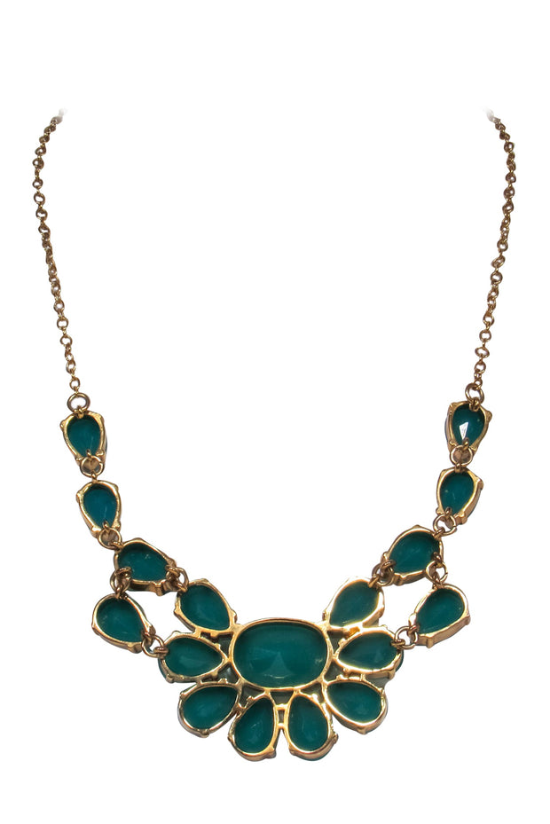 Current Boutique-Kate Spade - Teal & Gold Faux Gem Statement Necklace