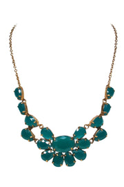 Current Boutique-Kate Spade - Teal & Gold Faux Gem Statement Necklace