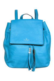 Current Boutique-Kate Spade - Teal Pebbled Leather Fold-Over Drawstring Backpack