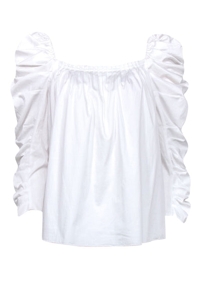 Current Boutique-Kate Spade - White Baby-doll Puff Sleeve Blouse Sz 8