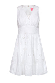 Current Boutique-Kate Spade - White Floral Eyelet Fit & Flare Sleeveless Dress Sz 2