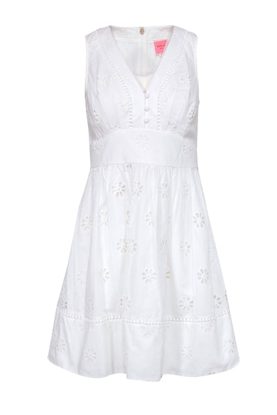 Current Boutique-Kate Spade - White Floral Eyelet Fit & Flare Sleeveless Dress Sz 2