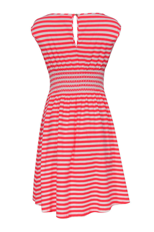 Current Boutique-Kate Spade - White & Hot Pink Striped Sleeveless Fit & Flare Dress Sz S