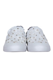 Current Boutique-Kate Spade - White Leather "Louise" Slip-On Sneakers w/ Floral Beading Sz 7.5