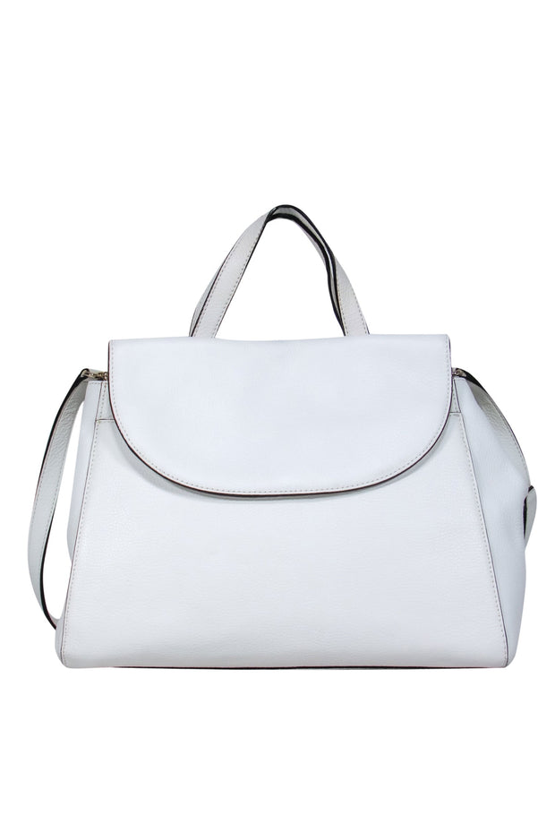 Current Boutique-Kate Spade - White Pebbled Leather Convertible Structured Satchel