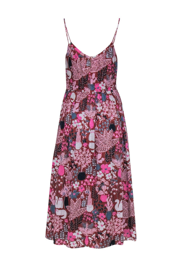 Current Boutique-Kate Spade – White, Pink & Navy Floral Garden Midi Dress Sz 8