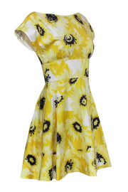 Current Boutique-Kate Spade - Yellow Floral Cotton Boat Neckline Dress Sz 6