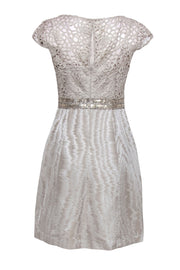 Current Boutique-Kay Unger - Beige Open Lace Bodice Sheath Dress w/ Sequins Sz 8