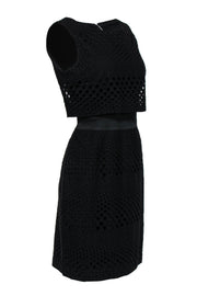 Current Boutique-Kay Unger - Black Eyelet Sleeveless Sheath Dress Sz 8