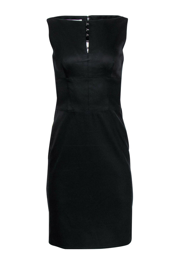 Current Boutique-Kay Unger - Black Notch Neckline Sheath Dress Sz 2