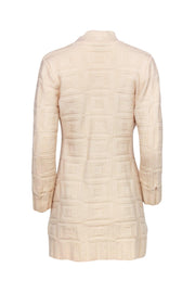 Current Boutique-Kay Unger - Cream Knit Textured Long Wool Cardigan Sz M