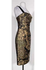 Current Boutique-Kay Unger - Gold, Black & Olive Metallic Dress Sz 4